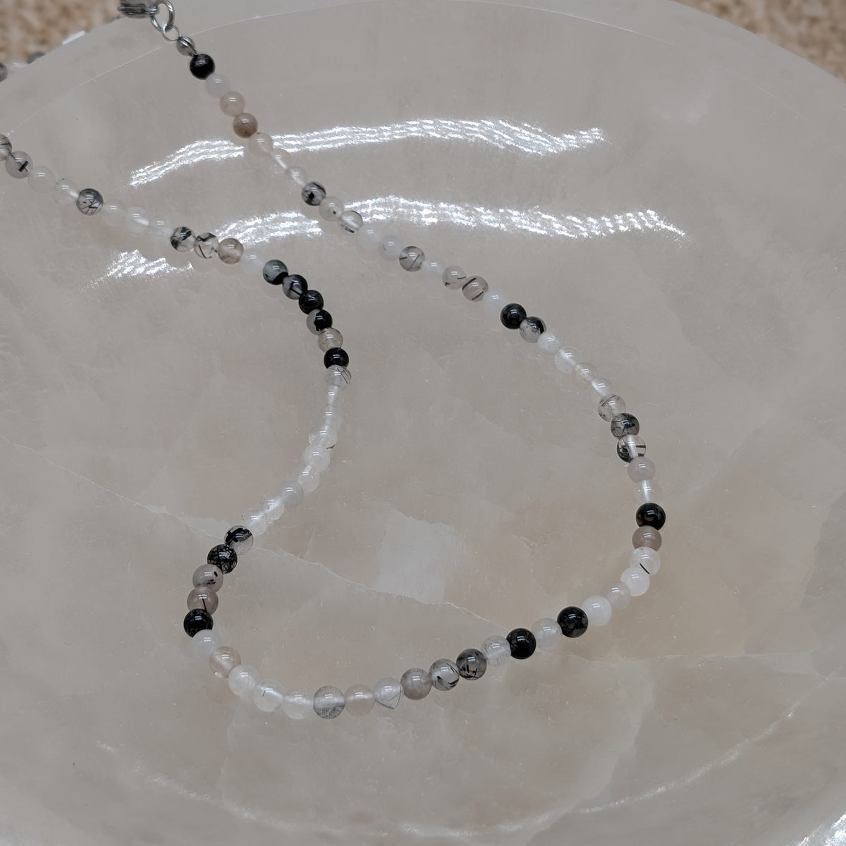 Turmalinquarz Kette Kugel 4,5 mm