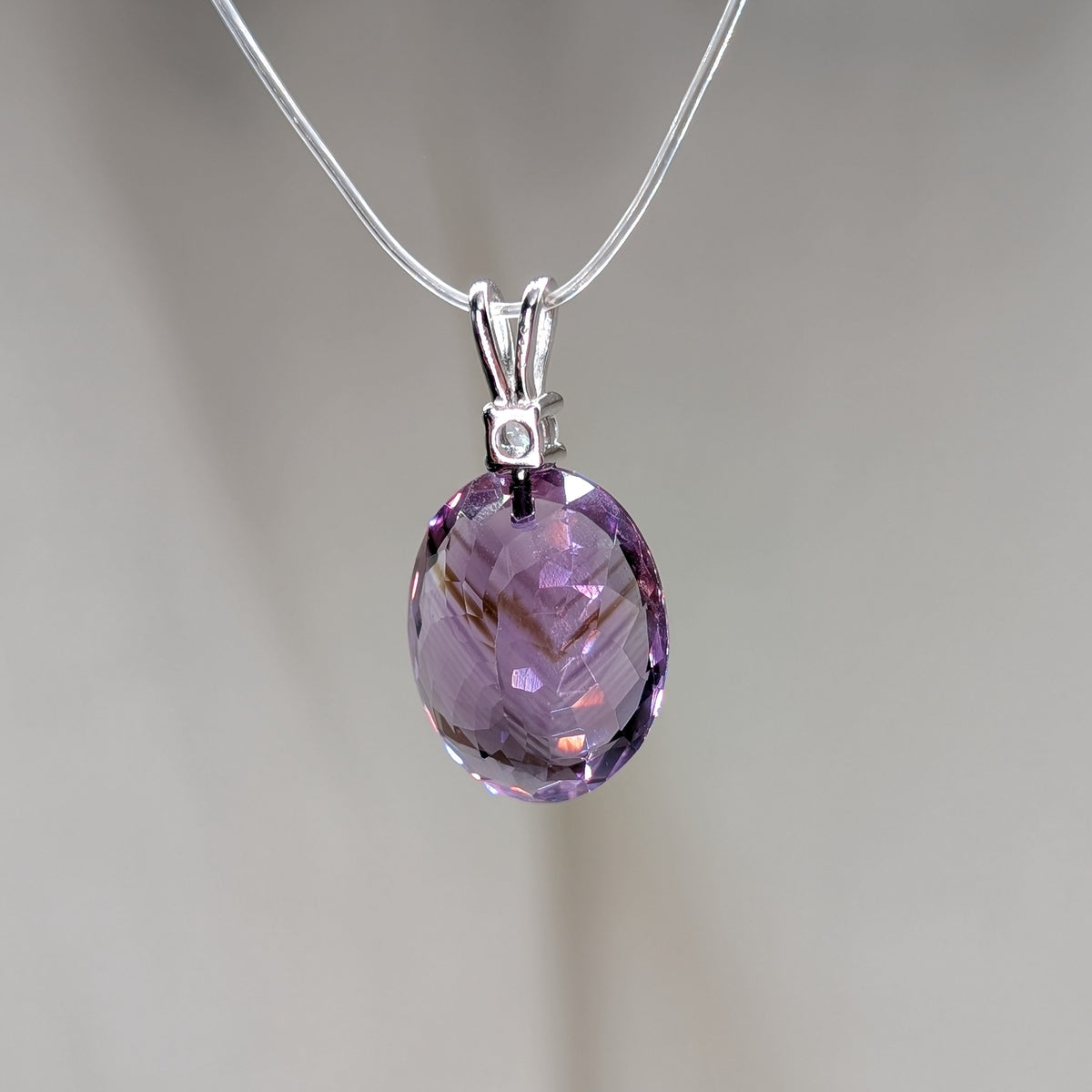 Phantom Amethyst Kettenanhänger facettiert, 925er Silber [L]