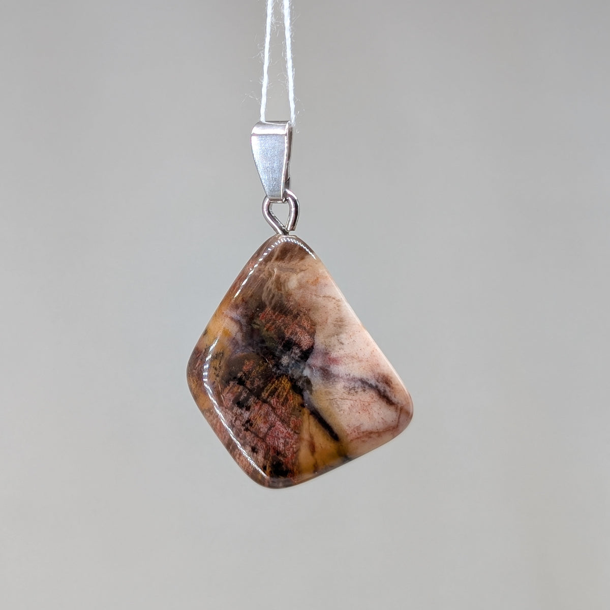 Versteinertes Holz Kettenanhänger, Silber [V]