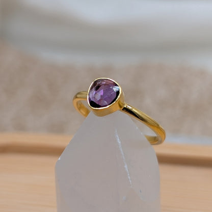 Amethyst Ring 925er Silber vergoldet (Größe 54) [C]