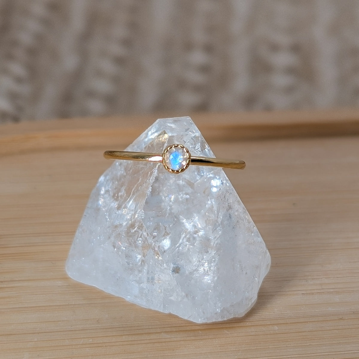 Mondstein Krönchen Ring 925er Silber vergoldet