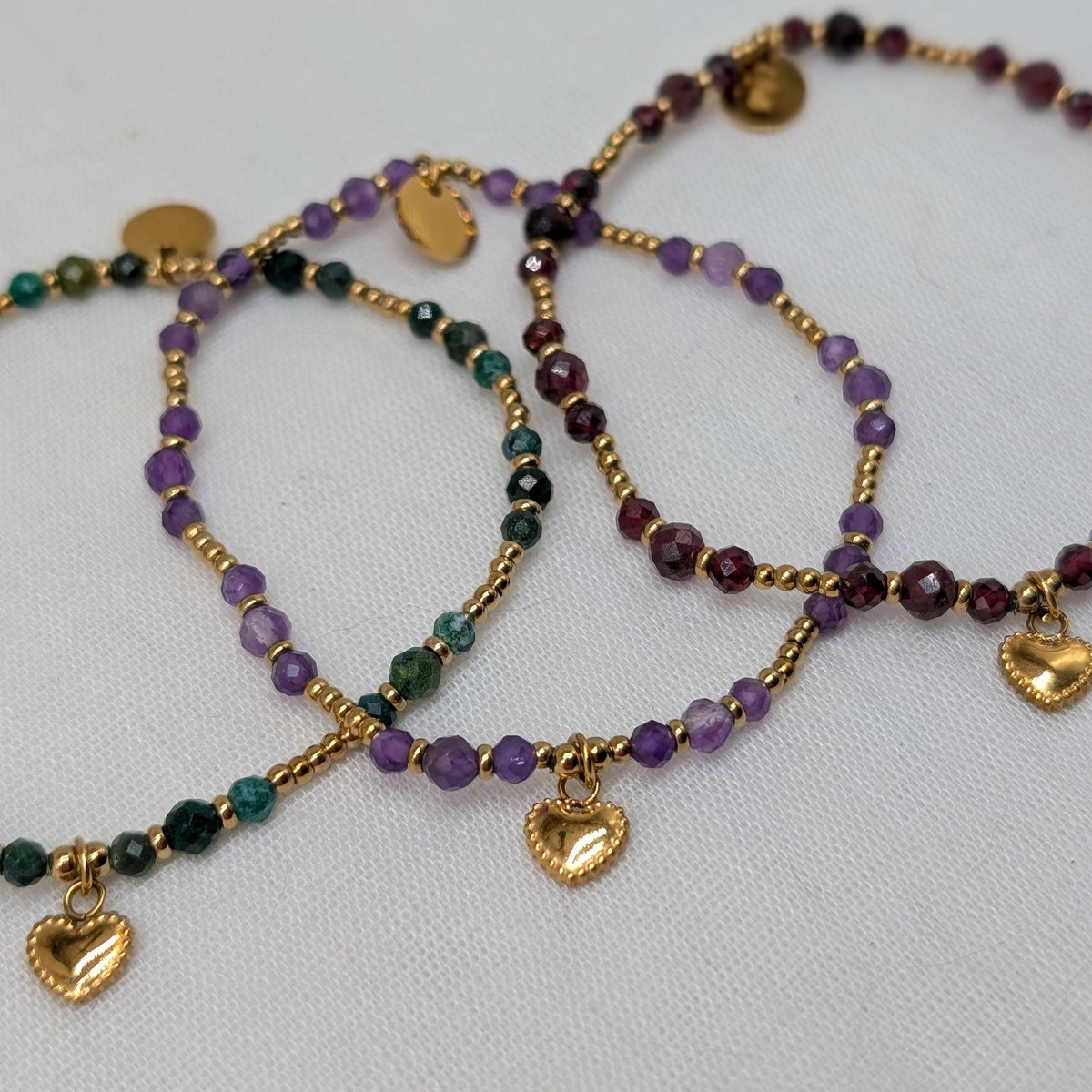 Armband facettiert Herz Charm [3 Varianten]