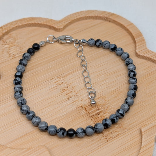 Schneeflockenobsidian Fußkettchen, 4 mm