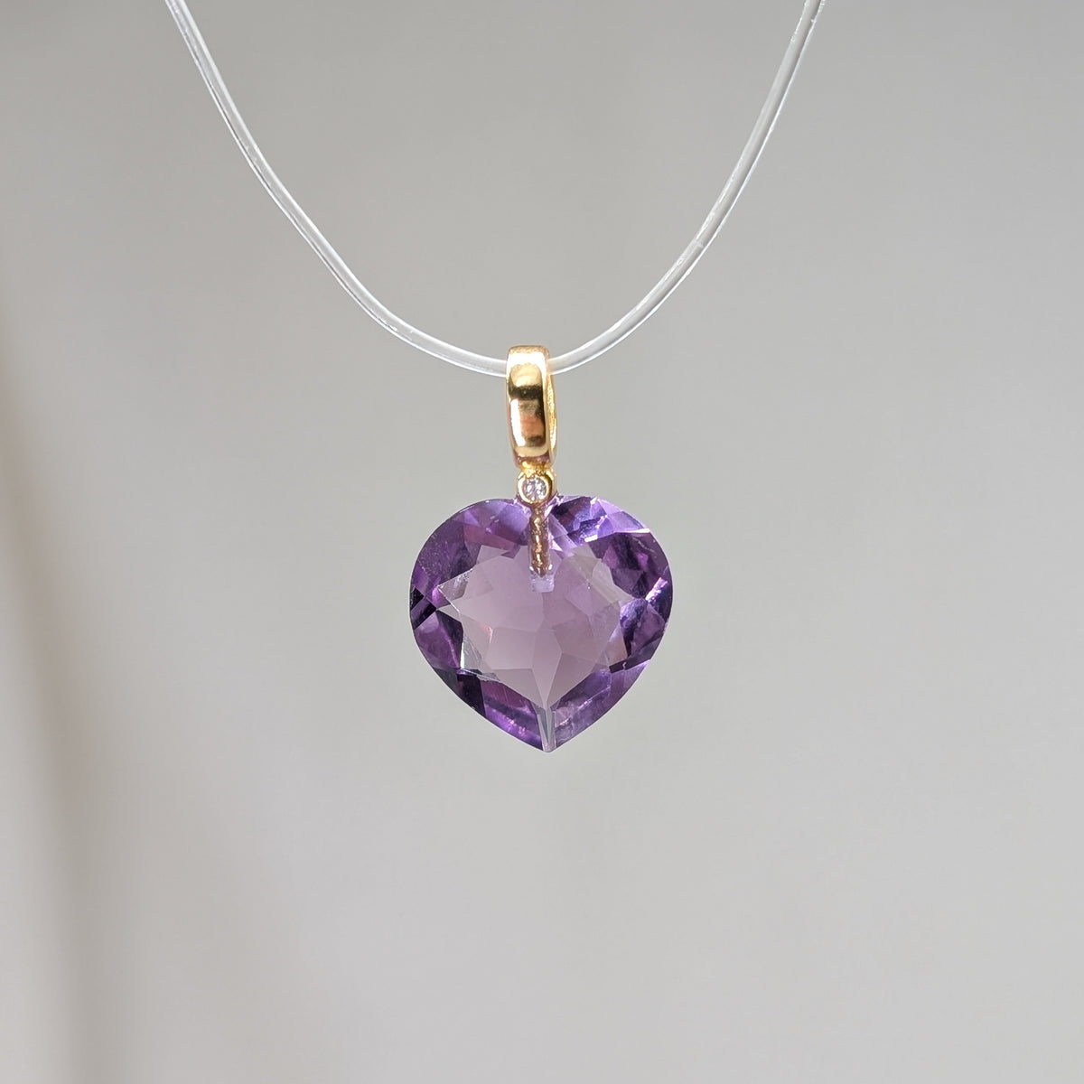 Amethyst Herz Kettenanhänger facettiert, vergoldet [D]