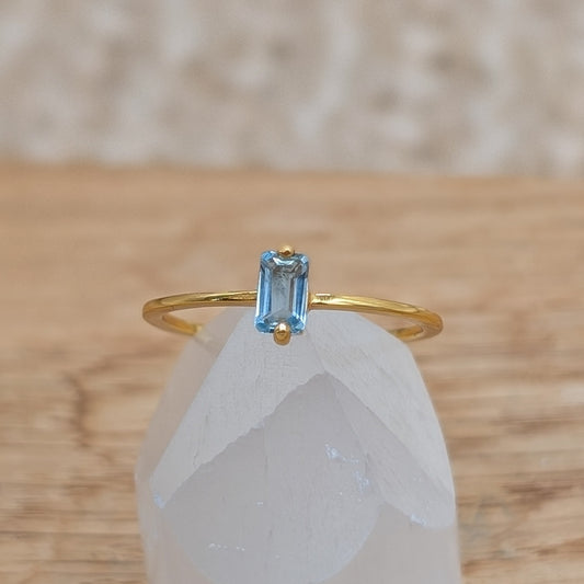 Topas Baguette Ring 925er Silber vergoldet