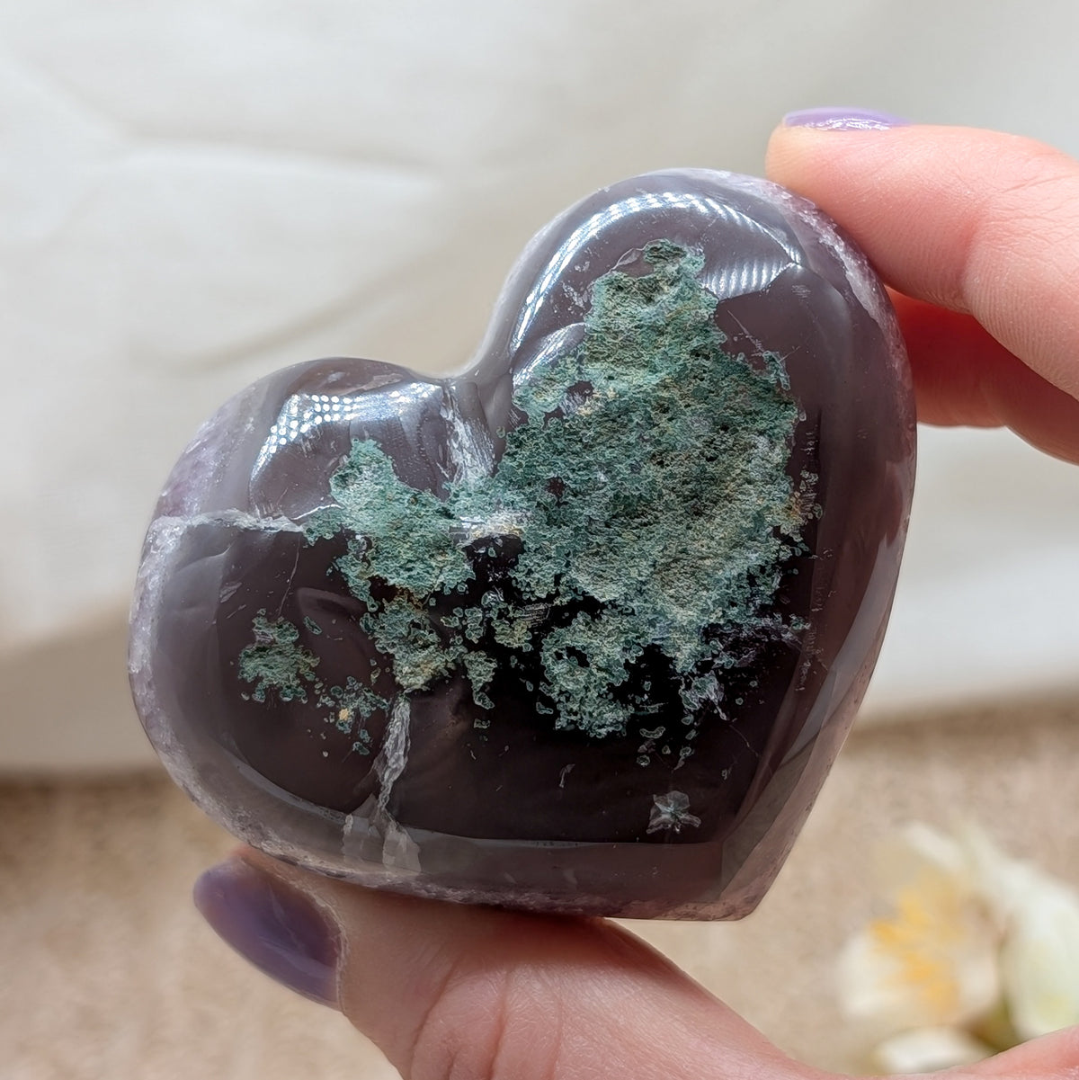 Amethyst Herz mit Quarz