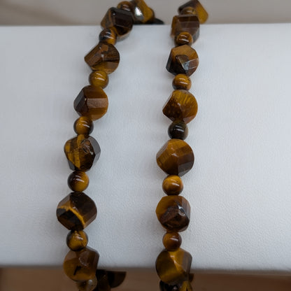 Tigerauge Armband facettiert und Kugelmix