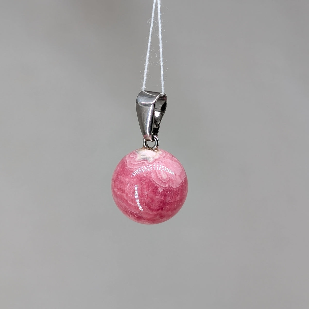 Rhodochrosit Kugel Kettenanhänger, 925er Silber [R]