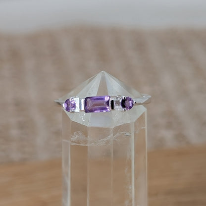 Amethyst Drei-Steine Ring 925er Silber