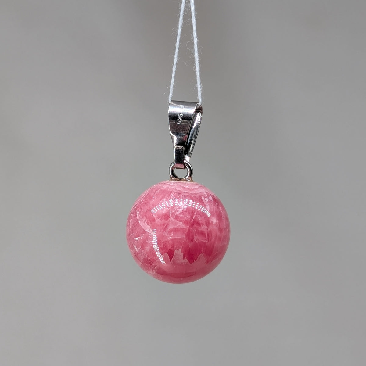 Rhodochrosit Kugel Kettenanhänger, 925er Silber [R]
