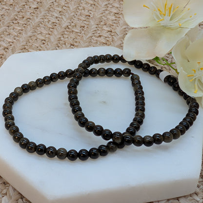 Gold Obsidian Armband 4 - 5 mm