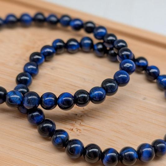 Tigerauge dunkelblau Armband 6 mm