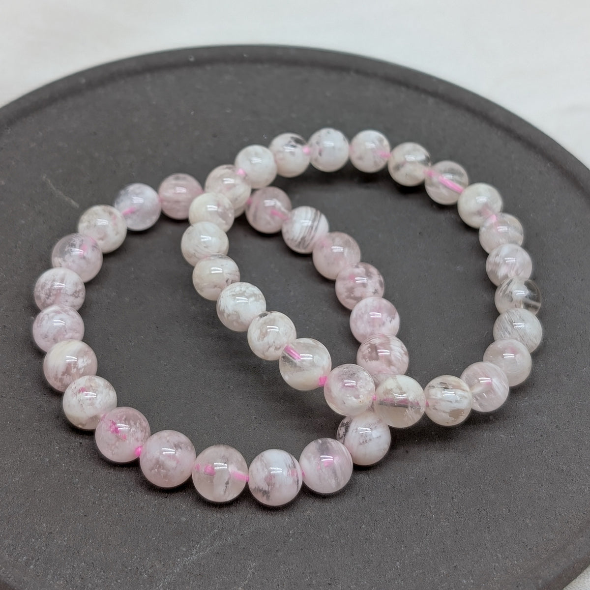 Snowflake Rosenquarz Armband 8 mm