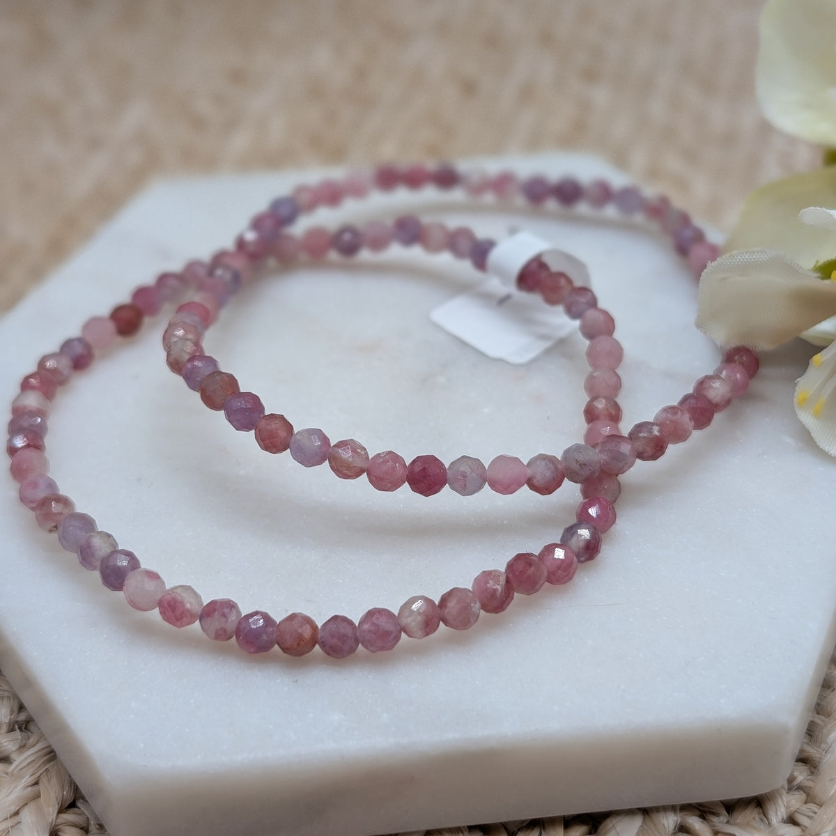 Turmalin rosa Armband facettiert 4 mm