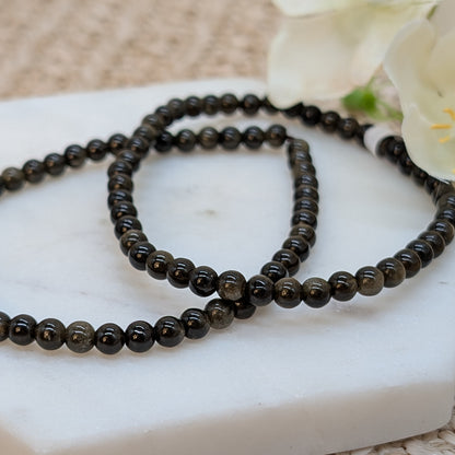 Gold Obsidian Armband 4 - 5 mm