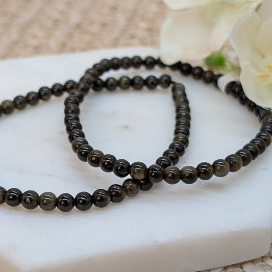 Gold Obsidian Armband 4 - 5 mm