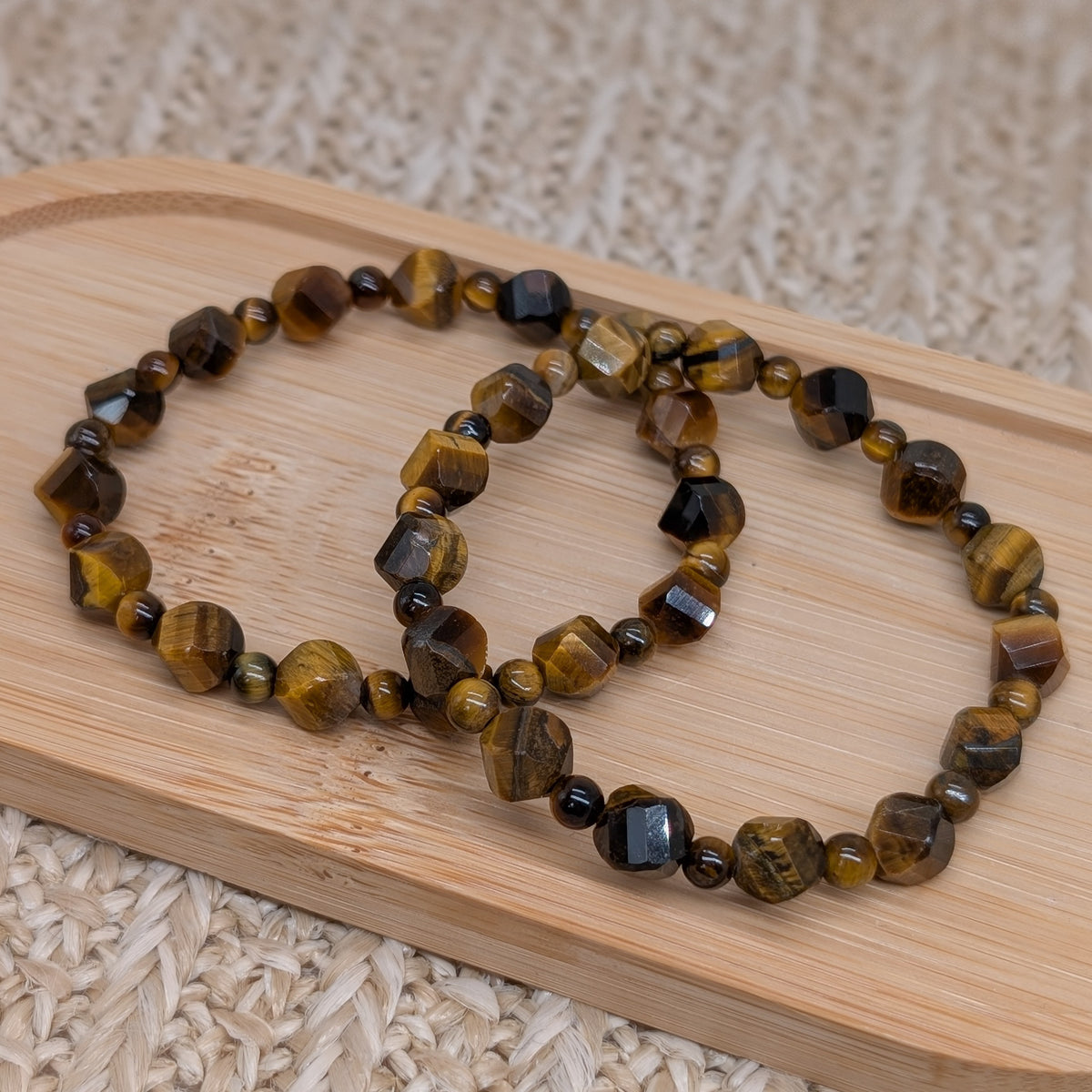 Tigerauge Armband facettiert und Kugelmix