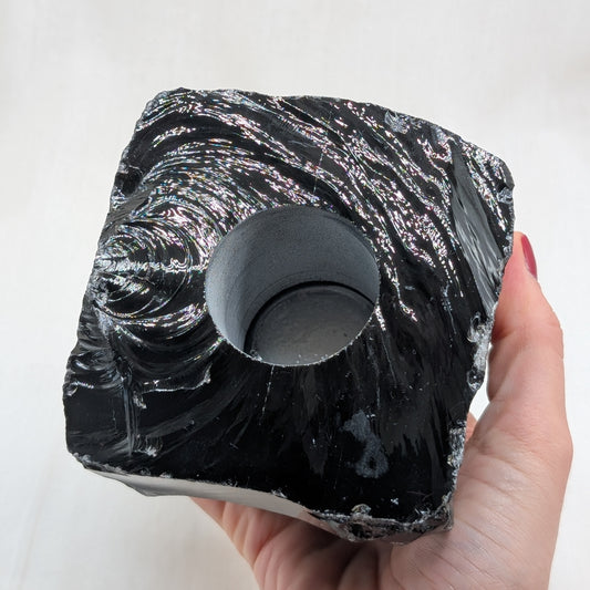 Obsidian Rohstein Teelichthalter [B]