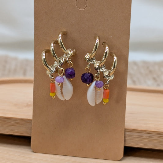 Ohrstecker Muschel mit Amethyst 🐚