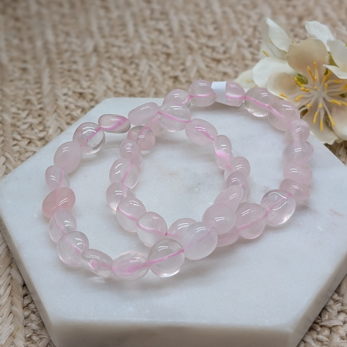 Rosenquarz Nugget Armband
