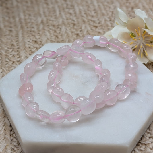 Rosenquarz Nugget Armband